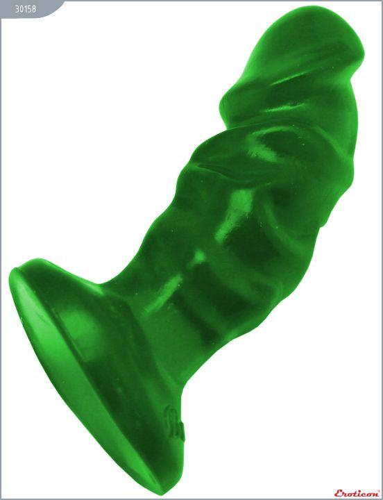 Зелёная анальная пробка-фаллос - 13 см. - гель