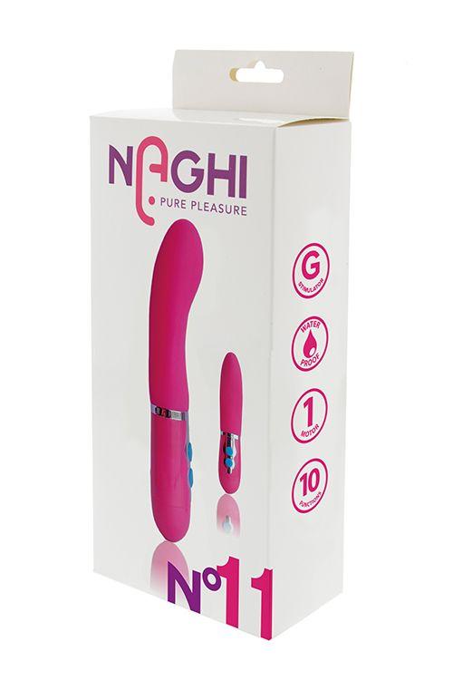 Розовый вибратор для G-стимуляции NAGHI NO.11 - 17 см. - силикон