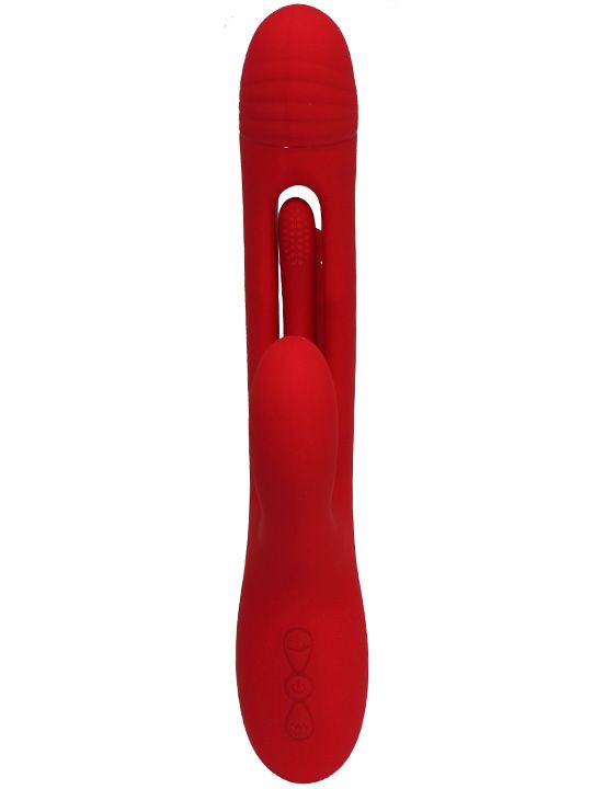 Красный ударный вибратор Anal G-Hit с анальной цепочкой - 24 см. от Intimcat