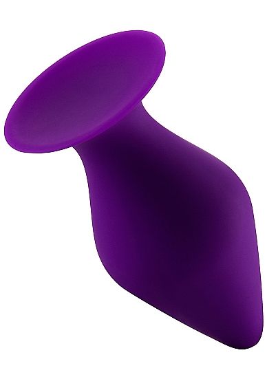 Фиолетовая средняя анальная пробка Butt Plug with Suction Cup Medium - силикон