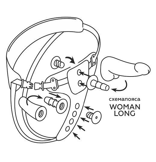 Женский пояс-трусики c 2 насадками и вагинальной пробкой WOMAN LONG LOVETOY (А-Полимер)