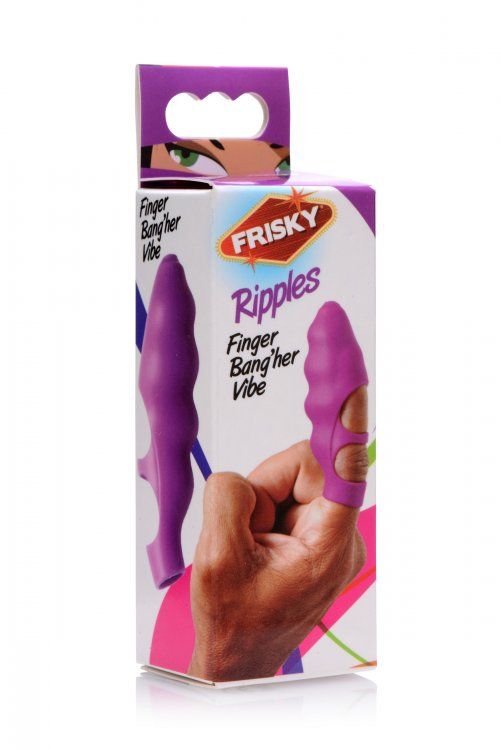 Фиолетовая насадка на палец Finger Bang-her Vibe с вибрацией - силикон