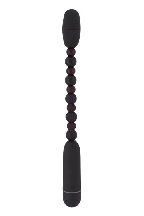Чёрная анальная виброцепочка - 19 см. - ABS-пластик