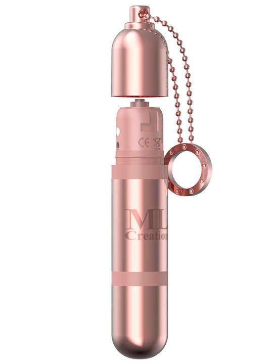 Розовый мини-вибратор на цепочке Glittering Bullet - 9 см. - анодированный пластик, силикон