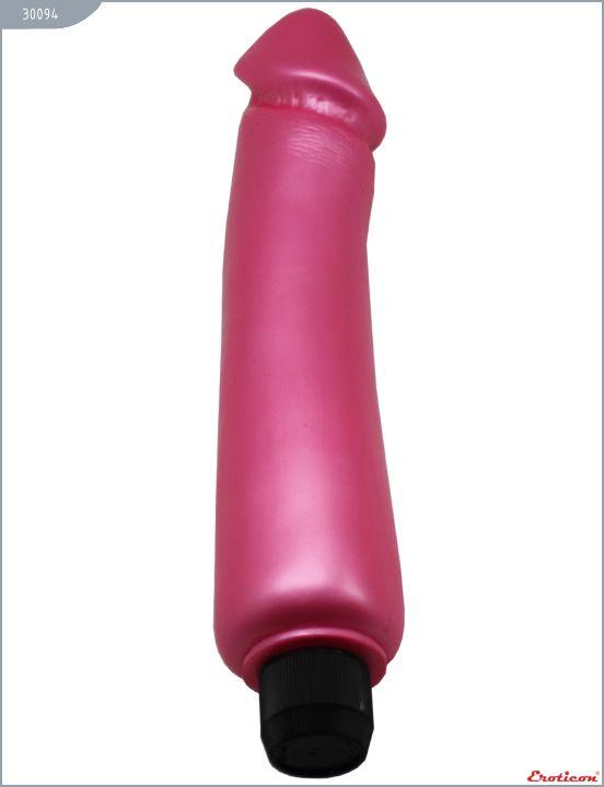 Розовый гладкий водонепроницаемый вибратор - 24 см. Eroticon