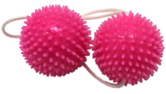 Розовые вагинальные шарики с шипами на шнурке от Intimcat