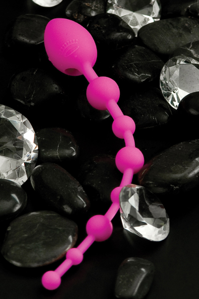 Анальный вибромассажер-шарики на жесткой сцепке розовый - силикон
