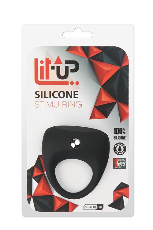 Чёрное эрекционное кольцо LIT-UP SILICONE STIMU RING 7 - силикон