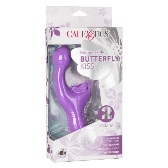 Фиолетовый вибратор-кролик Rechargeable Butterfly Kiss - силикон