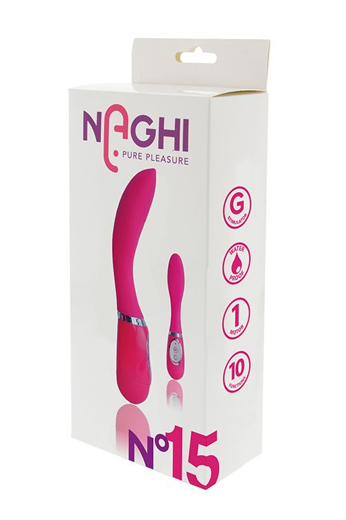 Розовый вибратор для G-стимуляции NAGHI NO.15 - 20 см. - силикон