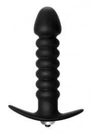 Чёрная анальная вибропробка Twisted Anal Plug - 13 см.