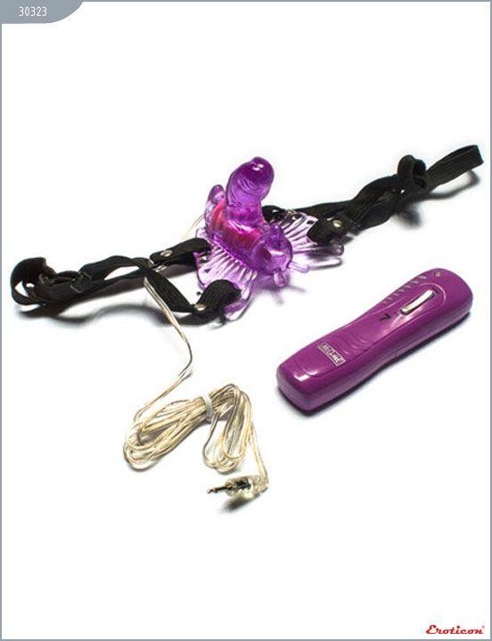 Фиолетовый клиторальный стимулятор-бабочка с 7 режимами вибрации - Термопластичная резина (TPR)