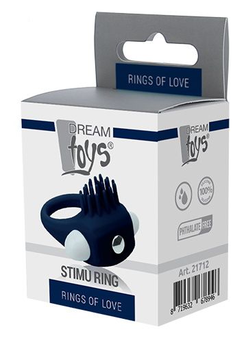 Синее эрекционное виброкольцо STIMU RING от Intimcat