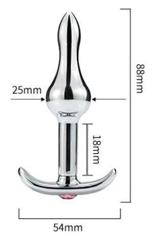 Металлическая анальная пробка-капля с прозрачным кристаллом - 8,8 см. - металл