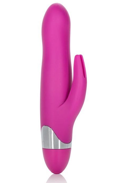 Вибромассажер с клиторальной стимуляцией Turn it Up! 7-Function Silicone Massager - 20,3 см.