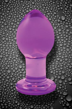 Фиолетовая стеклянная анальная пробка Crystal Medium - 7,6 см. от Intimcat