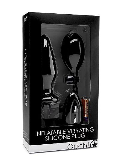 Чёрный анальный стимулятор с функцией расширения и вибрацией Inflatable Vibrating Silicone Plug - 12,2 см. - силикон