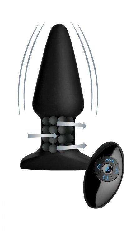 Черная анальная пробка Model R Smooth Rimming Plug with Remote - 14,2 см. - силикон