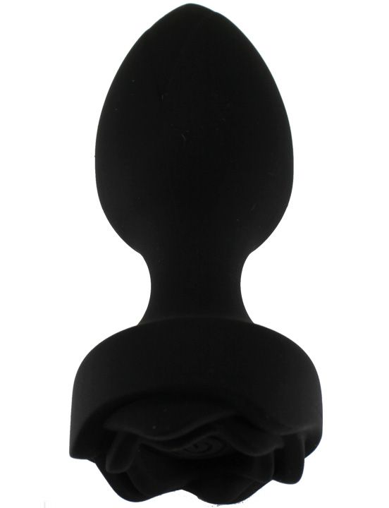 Черная анальная вибропробка Rose с пультом ДУ - 9 см. Eroticon