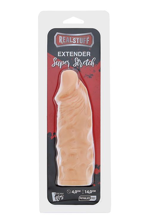 Телесная реалистичная насадка на пенис SUPER STRETCH EXTENDER 5.5INCH - 14 см. от Intimcat