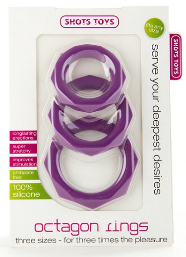Набор из 3 фиолетовых эрекционных колец Octagon Rings 3 sizes - силикон