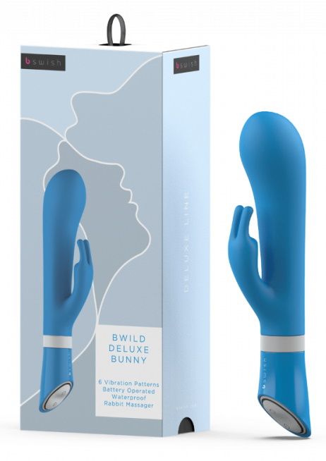 Голубой вибратор-кролик Bwild Deluxe Bunny - 19,3 см. B Swish