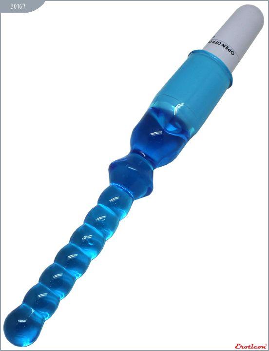 Голубой гелевый анальный вибратор - 25 см. - гель