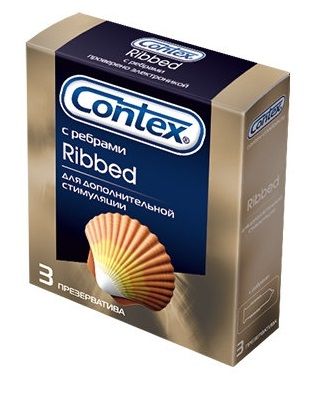 Презервативы с рёбрышками CONTEX Ribbed - 3 шт.