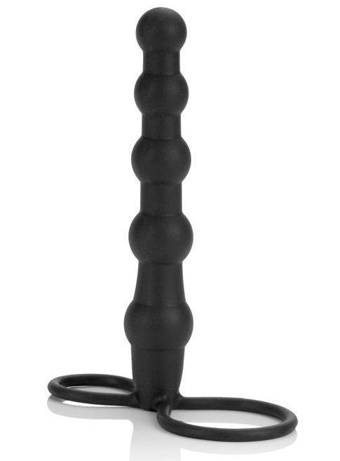 Насадка на пенис для двойного проникновения Silicone Beaded Double Rider - 14 см. - силикон