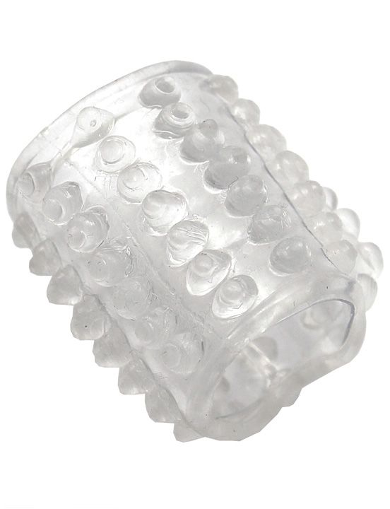 Прозрачная сквозная насадка на фаллос с пупырышками - 4 см. - термопластичная резина (TPR)
