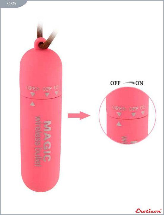 Розовая вибропуля со шнурком - 7 см. - анодированный пластик (ABS)