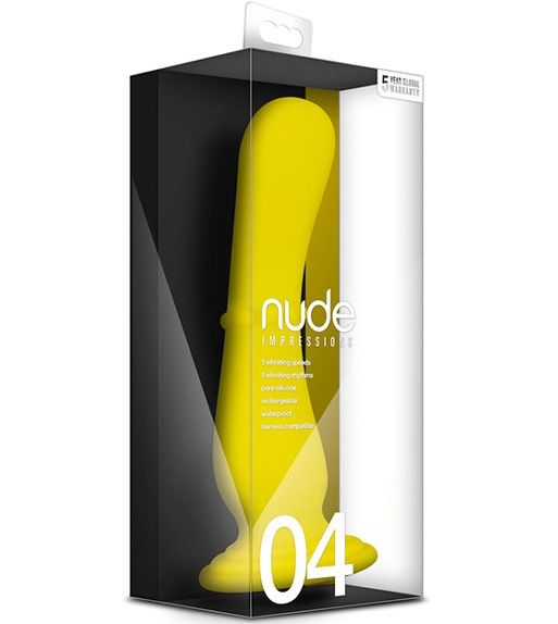 Желтый вибратор на присоске Nude Impressions 04 - 18 см. - силикон