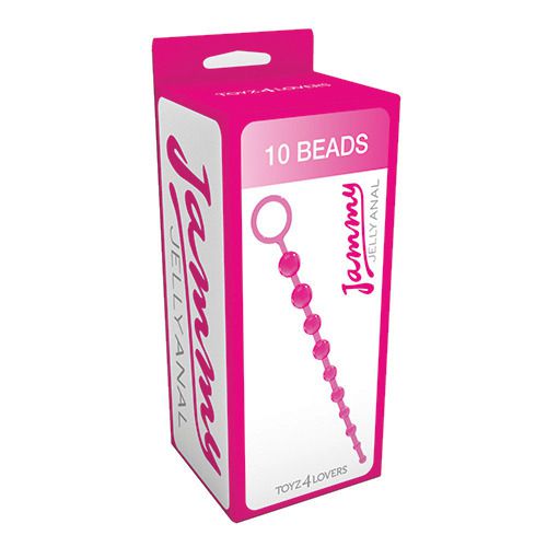 Розовая анальная цепочка с 10 шариками JAMMY JELLY ANAL 10 BEADS - 32 см. - поливинилхлорид (ПВХ, PVC)