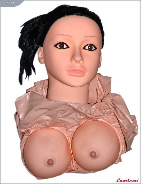 Надувная секс-кукла «Брюнетка» с реалистичной вставкой и вибрацией - латекс