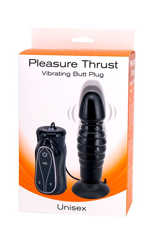 Чёрный анальный вибратор на присоске Pleasure Thrust - 14 см. - термопластичный эластомер (TPE)