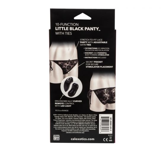 Черные кружевные трусики с вибростимулятором 10-Function Little Black Panty with Ties от Intimcat