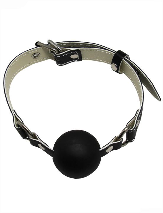 БДСМ-набор в черном цвете: наручники, поножи, ошейник с поводком, кляп - натуральная кожа