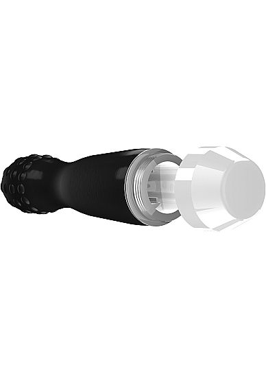 Чёрный вибратор Lowri с покрытой шишечками головкой - 15 см. - термопластичный эластомер (TPE)