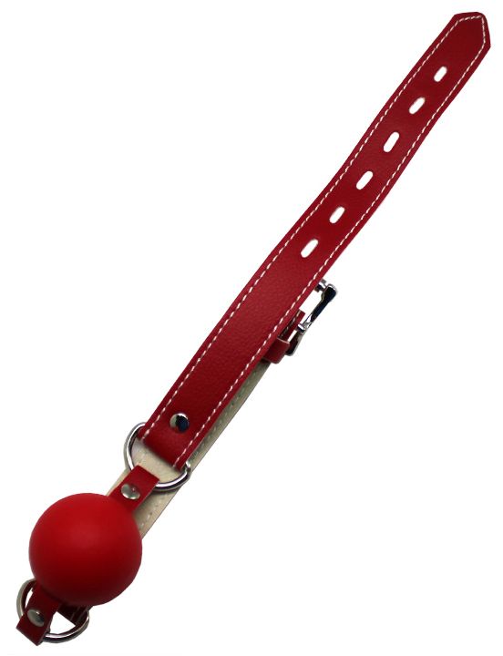 Красный силиконовый кляп-шарик с фиксацией и замочком - фото 5