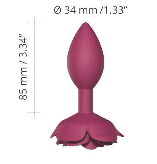 Сливовая анальная пробка с ограничителем-розой Open Rose Size M Butt Plug - фото 5
