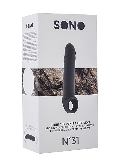 Серая удлиняющая насадка Stretchy Penis Extension No.31 - термопластичный эластомер (TPE)