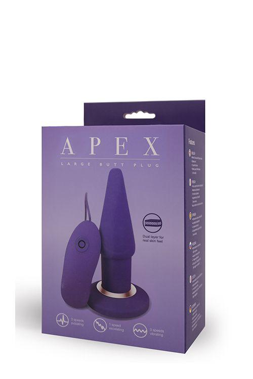 Фиолетовая анальная вибропробка APEX BUTT PLUG LARGE PURPLE - 15 см. - силикон