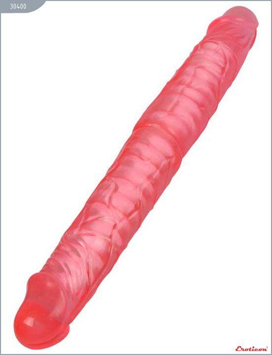 Розовый фаллоимитатор с хребтом - 36 см. - гель