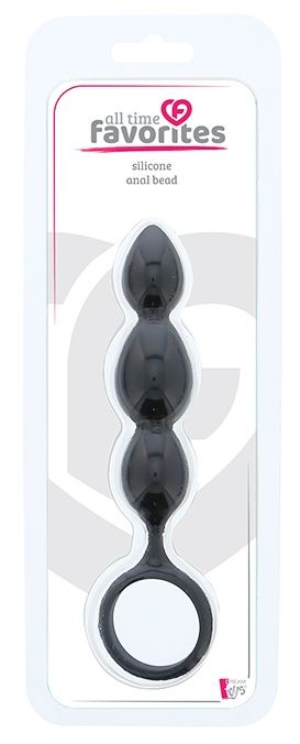 Черная анальная пробка-елочка SILICONE ANAL BEAD - 16,5 см. - силикон