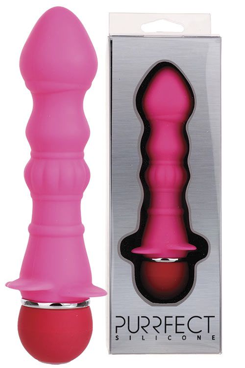 Розовый вибромассажер для анальной стимуляции PURRFECT SILICONE ANAL VIBRATOR PINK - 12,7 см. - силикон