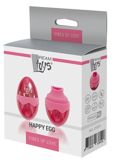 Розовое яичко с подвижным язычком HAPPY EGG - анодированный пластик, силикон