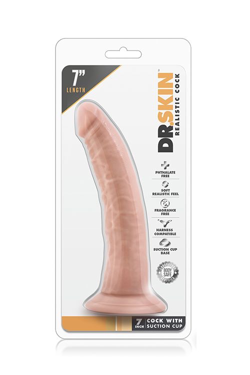 Телесный фаллоимитатор Dr. Skin 7 Inch Cock With Suction Cup - 19 см. Blush Novelties