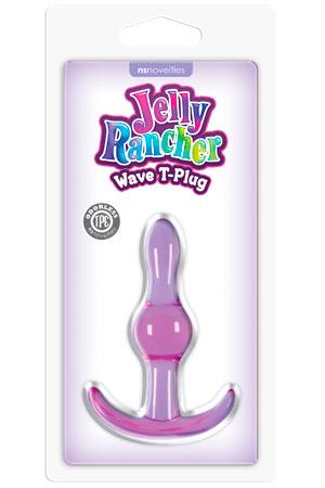 Фиолетовая анальная пробка Jelly Rancher T-Plug Wave - 9,7 см. - термопластичный эластомер (TPE)