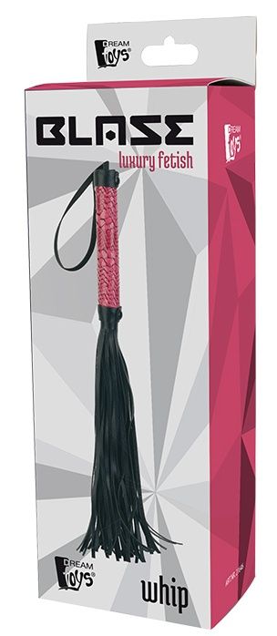 Черная мини-плеть WHIP с розовой ручкой - 39 см. - неопрен