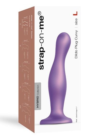 Фиолетовая насадка Strap-On-Me Dildo Plug Curvy size L - силикон